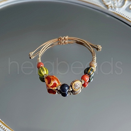 Porcelain Beads Braided Bead Bracelets for Women FS-WG0D046-08-1