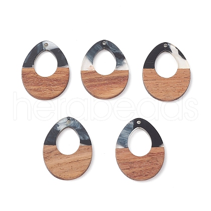 Pearlized Resin & Walnut Wood Pendants WOOD-C016-01E-1