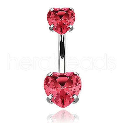 Heart Cubic Zirconia Belly Button Rings WG98059-02-1