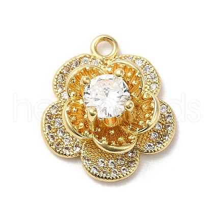 Rack Plating Brass Cubic Zirconia Pendants KK-M267-04G-1