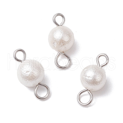 Wrinkle Textured Shell Pearl Round Connector Charms PALLOY-JF03824-02-1