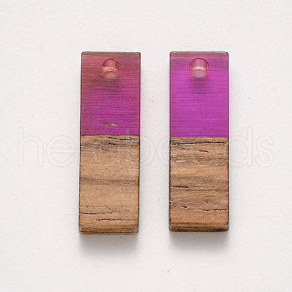 Transparent Resin & Walnut Wood Pendants X-RESI-S358-79B-B01-1