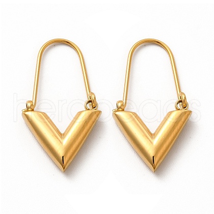 Ion Plating(IP) 304 Stainless Steel Triangle Hoop Earrings for Women EJEW-E278-02G-1