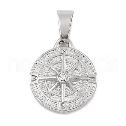 304 Stainless Steel Rhinestone Pendants STAS-D112-12P-01-1