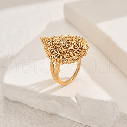 Brass Micro Pave Cubic Zirconia Adjustable Finger Rings for Women TD9385-1-1