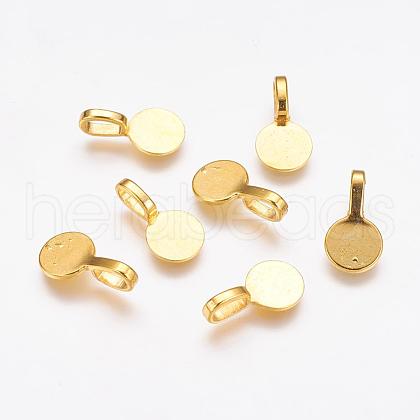 Tibetan Style Alloy Glue On Flat Pad Pendant Bails TIBEP-1124-G-FF-1