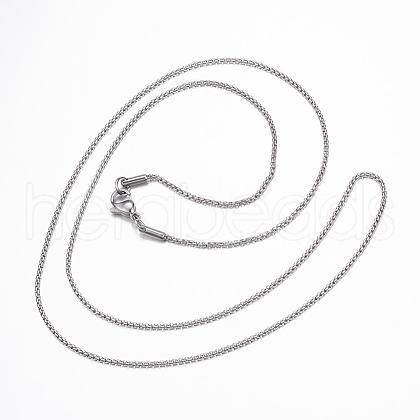 Non-Tarnish 304 Stainless Steel Box Chain Necklaces NJEW-E087-02P-1