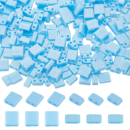 300Pcs 2 Styles 2-Hole Opaque Colours Glass Seed Beads SEED-HS0001-06C-1