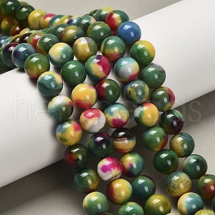 Dyed Natural Agate Beads Strands G-G203-09D-10mm-1