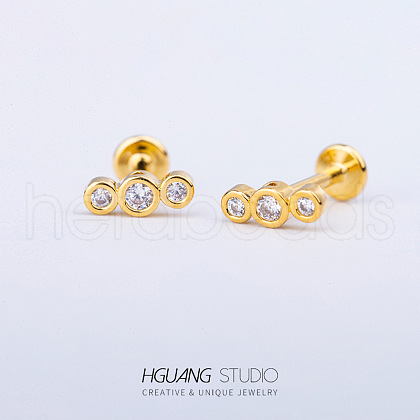 Stainless Steel Micro Pave Clear Cubic Zirconia Cartilage Earrings for Women Men WG126FA-08-1