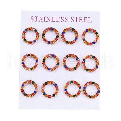 PVD Vacuum Plating 304 Stainless Steel Stud Earrings EJEW-C099-09G-01-1