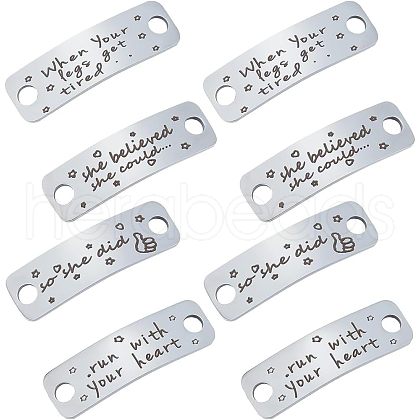 Fingerinspire 4 Pairs 4 Style Stainless Steel Connector Charms DIY-FG0003-07-1