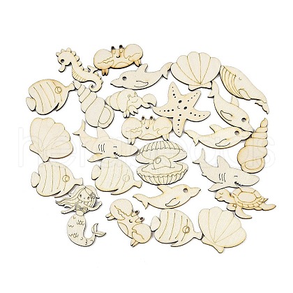 25Pcs Unfinished Wood Cutouts WOOD-P020-01A-1