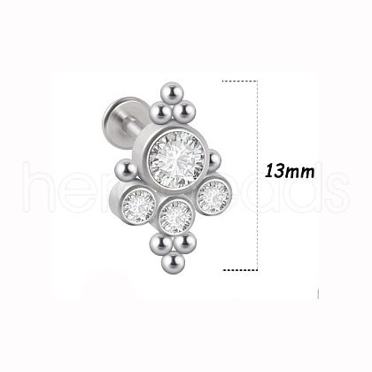 316L Surgical Stainless Steel & G23 Titanium & Crystal Rhinestone Flat Round Cartilage Earrings WGA7630-48-1