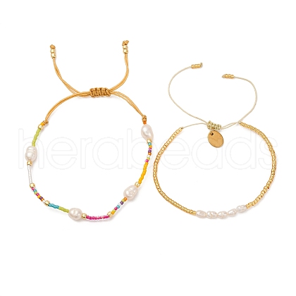 Colorful Miyuki & Imitation Pearl Braided Bead Bracelet Set WC1119-1
