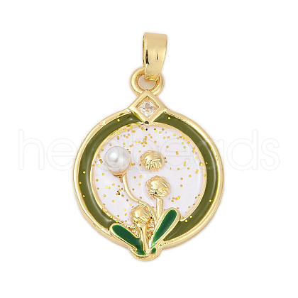 Brass Micro Pave Cubic Zirconia Pendants KK-U068-06G-1
