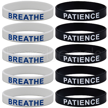 Gorgecraft 32Pcs 2 Colors Word Silicone Cord Bracelets Set Wristband BJEW-GF0001-17-1