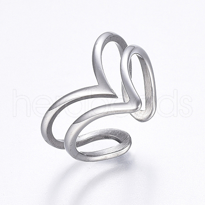 Hollow 304 Stainless Steel Cuff Finger Rings RJEW-H126-46P-16mm-1