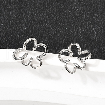 Hollow Flower 925 Sterling Silver Stud Earrings EJEW-S271-03P-1