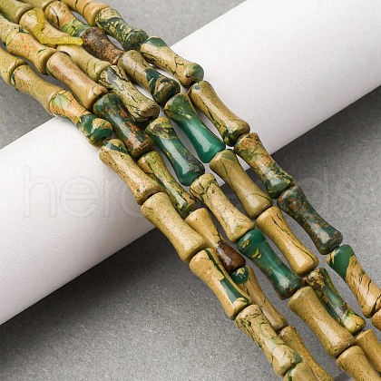 Natural Verdite Stone Beads Strands G-L624-G08-12x5mm-1