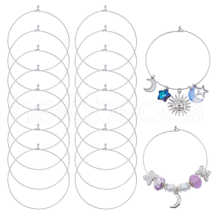 SUNNYCLUE 18pcs Textured Simple Thin Stainless Steel Bangles Set BJEW-SC0001-19-1