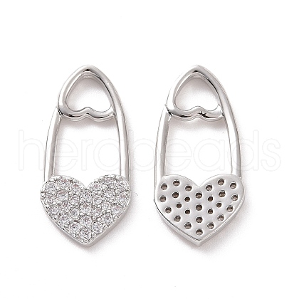 Brass Micro Pave Clear Cubic Zirconia Pendants KK-E068-VF193-1