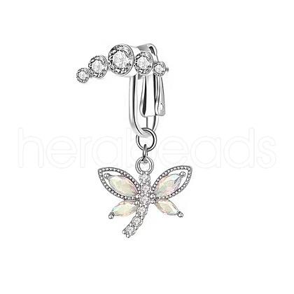 304 Stainless Steel Pave Clear Cubic Zirconia Clip on Belly Rings FS-WG683DA-12-1