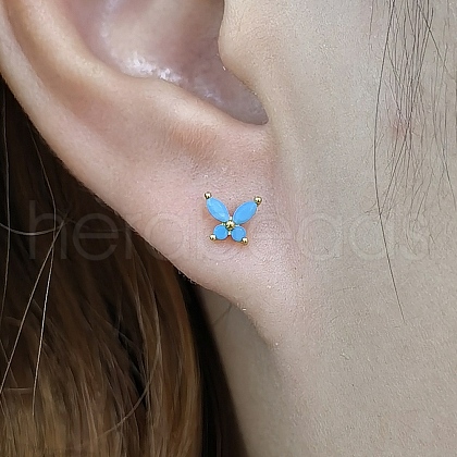 925 Sterling Silver Clear Cubic Zirconia Butterfly Stud Earrings DC8274-5-1
