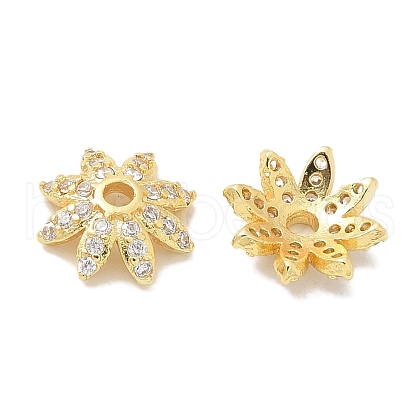 Rack Plating Brass Micro Pave Cubic Zirconia Bead Caps KK-K293-23C-G-1