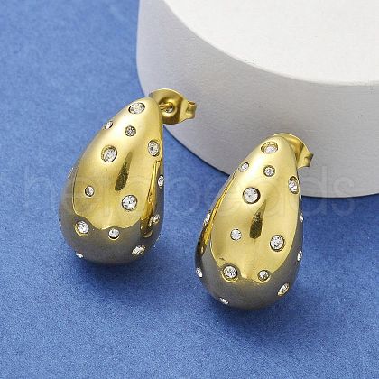 304 Stainless Steel Teardrop Stud Earrings EJEW-B108-05G-A-1