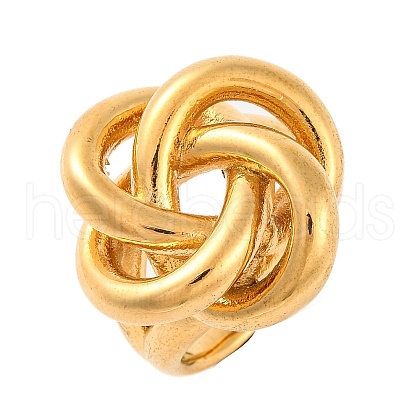Ion Plating(IP) 304 Stainless Steel Knot Finger Rings for Women RJEW-S414-49B-G-1