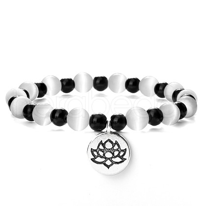 Yoga Cat Eye Round Beads Charm Bracelets SH1443-8-1