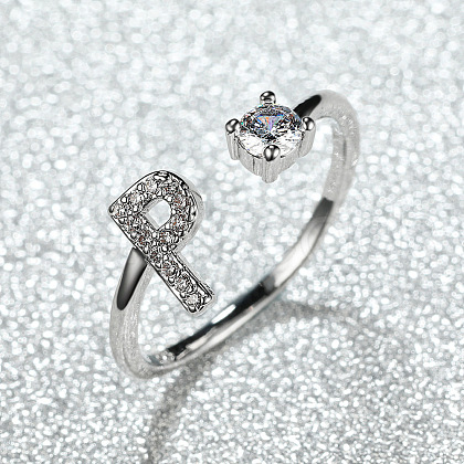 Brass Micro Pave Cubic Zirconia Cuff Rings for Women FS-WGA4C54-42-1