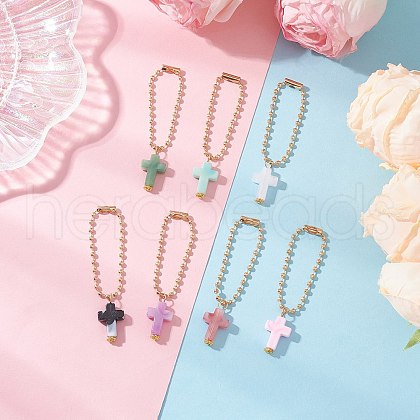 Cross Acrylic Pendant Decorations HJEW-JM03398-01-1