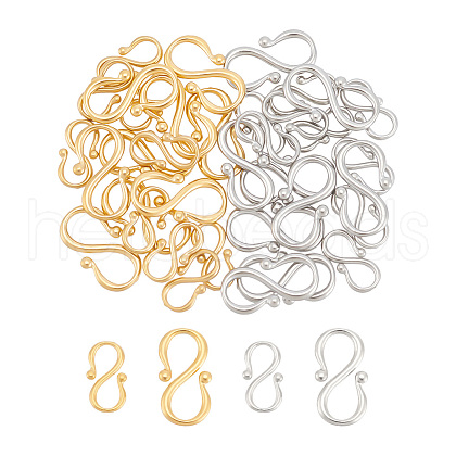 Unicraftale 40Pcs 4 Styles Ion Plating(IP) 304 Stainless Steel S-Hook Clasps STAS-UN0061-24-1