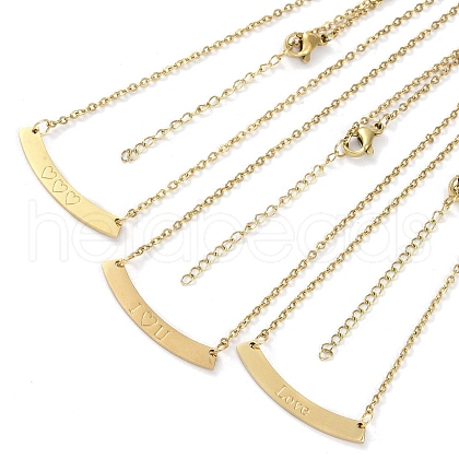 Valentine's Day Rectangle 304 Stainless Steel Pendants Necklaces NJEW-K266-02G-1