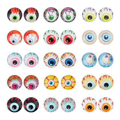 SUPERFINDINGS 30Pcs Halloween Glass Cabochons GLAA-FH0001-81-1