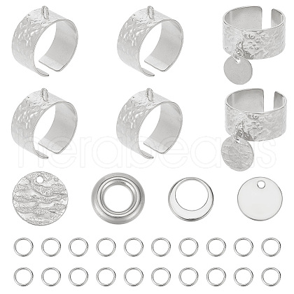 DELORIGIN DIY Flat Round Charms Cuff Ring Making Kit DIY-DR0001-22P-1