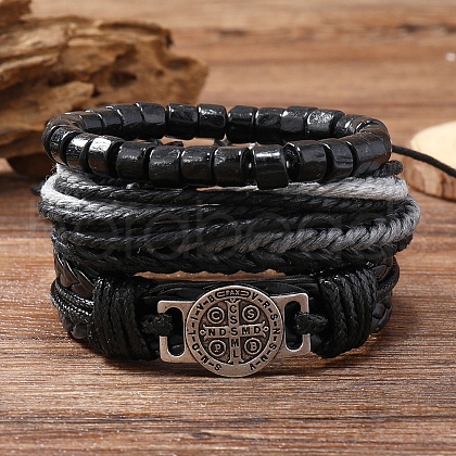Braided Imitation Leather Cord Bracelets for Men PW-WG8BEF8-05-1
