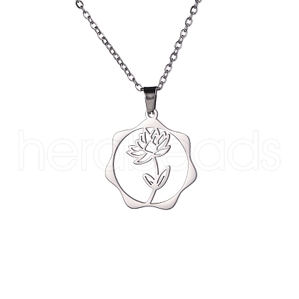 Non-Tarnish Stainless Steel Pendant Necklaces PW-WG57218-08-1