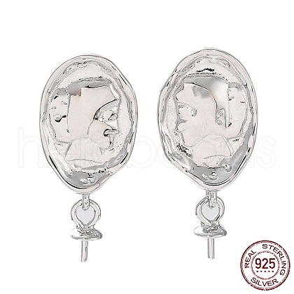 Rhodium Plated 925 Sterling Silver Stud Earring Findings STER-G036-04P-1