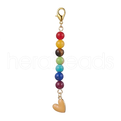 Alloy Enamel Heart Pendant Decorations HJEW-JM01507-01-1