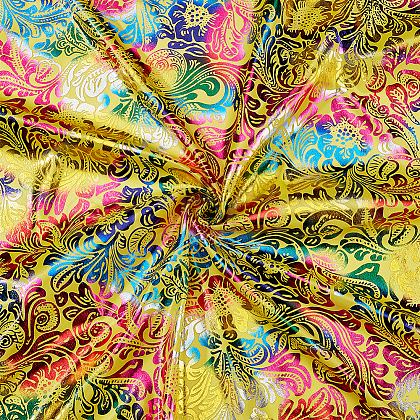 Phoenix Flower Pattern Bronzing Polyester Fabric DIY-WH0032-98A-1