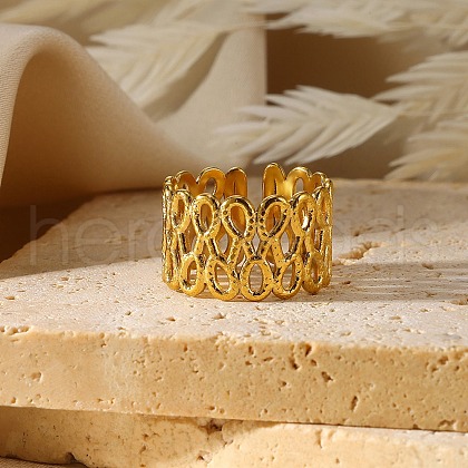304 Stainless Steel Open Cuff Rings for Women RJEW-U060-01C-G-1