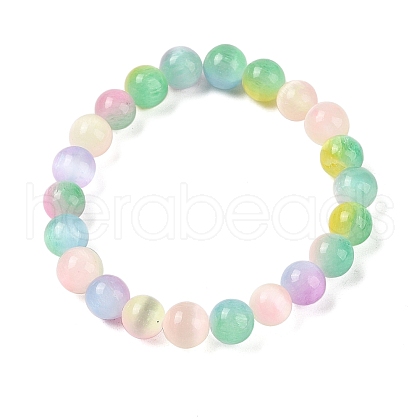 Natural Selenite Round Beaded Stretch Bracelets for Women G-U005-02D-1