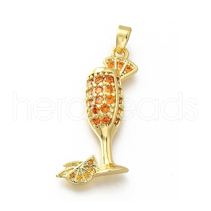 Brass Micro Pave Cubic Zirconia Pendants KK-P295-42G-1