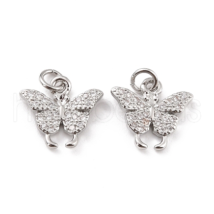 Brass Micro Pave Cubic Zirconia Pendants ZIRC-P091-15P-RS-1