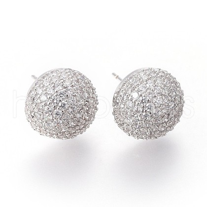 Brass Stud Earrings EJEW-F191-02P-1