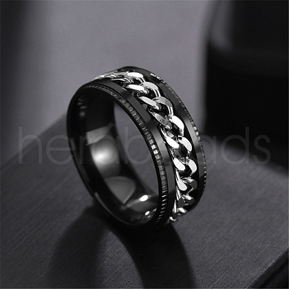 Non-Tarnish Stainless Steel Chains Rotating Finger Ring PW-WG67706-06-1
