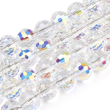 Transparent Electroplate Glass Bead Strands EGLA-TAC0003-04L-1